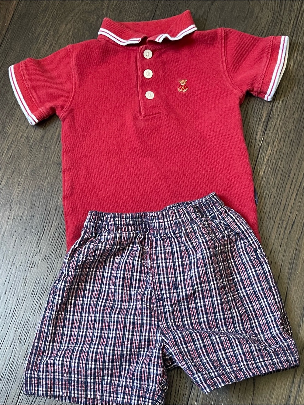 VNTG Carter's Red‎ Knit Polo with White Trim